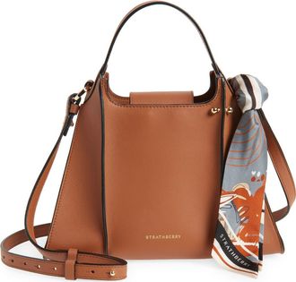 Strathberry Arkshell Top Handle Leather Bag in Chestnut at Nordstrom