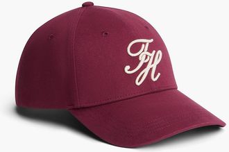 Tommy Hilfiger Womens Embroidered Script Monogram Baseball Cap - Burgundy