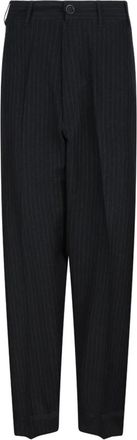 Maison Margiela Zwarte Linnen Wolmix Broek - Heren - Nette broeken - Zwart - 2XS - Wol - Broeken