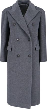 Tagliatore Grey Jole Double-Breasted Belted Cashmere Coat
