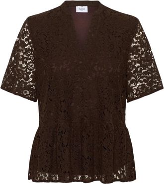 Saint Tropez Zanna SZ Blouse - Dames - Blouses - Bruin - L - Katoen - Overhemden