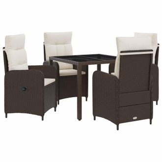 vidaXL Juego De Comedor Para Exteriores 5 Pcs Marr&oacute;n Y Crema Blanca Vidaxl