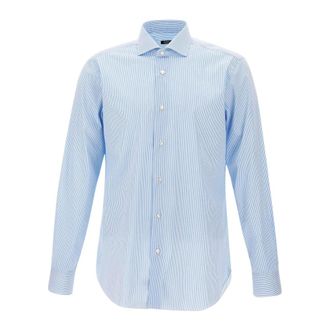 Barba Cotton Blend Shirt - male - Barba - Casual Shirts - Blue - 5XL - Shirts