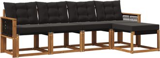 vidaXL Conjunto De Sof&aacute;s De Exterior 5 Uds. Natural Y Negro Vidaxl