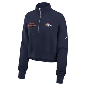Nike Denver Broncos Phoenix Nike Womens NFL Cropped 1/4-Zip Crew in Blue | 01N941S8W-DJR