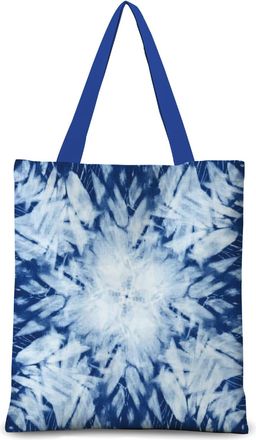 Generic Blue Tie-Dye Canvas Tote Bag, Cotton Linen Shoulder Bag, 15.75 x 13.78 Inches, Artistic Design with Zipper and Inner Pocket (Blue tie-dye 11)