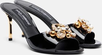 Dolce & Gabbana Embellished patent leather mules