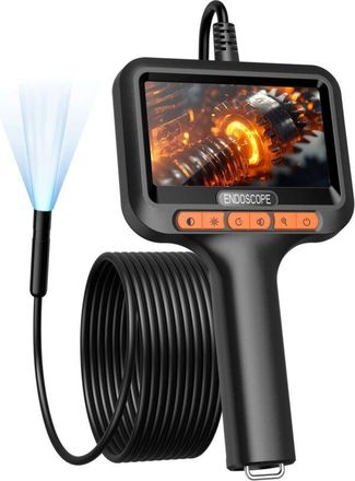 Elle C&aacute;mara Endosc&oacute;pica De 10 M Con Pantalla Y Luz, C&aacute;mara Para Tuber&iacute;as Hd 1920p Con Pantalla Ips De 4,3 Pulgadas Y 8 Led Ajustables, C&aacute;mara De Inspecci&oacute;n