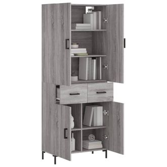 Berkfield Home Highboard Grey Sonoma 69.5x34x180 cm Engineered Wood