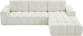 VENTE-UNIQUE.COM Sof&aacute; rinconera poli&eacute;ster 5 plazas blanco 278x190cm