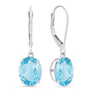 MAX + STONE Sterling Silver Oval Gemstone Dangle Earrings