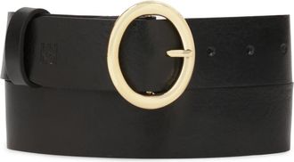 Kazar Klassieke zwarte riem met ronde gesp - Dames - Riemen - Zwart - 90 CM - Leer - Accessoires