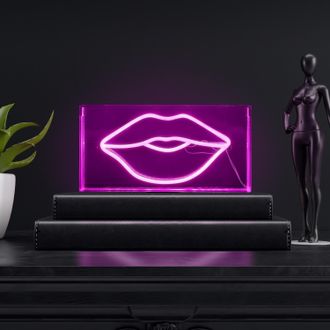 Jonathan Y Designs Lips 11.88 X 5.88 Contemporary Glam Acrylic Box USB Operated LED Neon Light