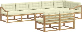 vidaXL Conjunto De Sof&aacute;s De Exterior 6 Uds. Blanco Y Crema Poli&eacute;ster Vidaxl