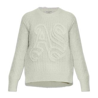 AllSaints Round-neck Knitwear, female, Green, Size: XS Chain Sweater