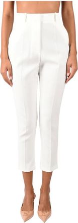Elisabetta Franchi Pantaloni in cr&ecirc;pe leggero - - Trousers - Donna - Bianco - 2XL