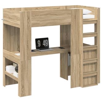 vidaXL Estructura De Litera Con Escritorio Roble Sonoma 100 X 200 Cm Vidaxl