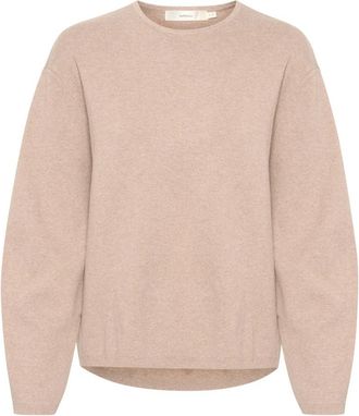Inwear Zachte Gebreide Pullover - Dames - Ronde hals truien - Beige - M - Katoen - Truien & Vesten