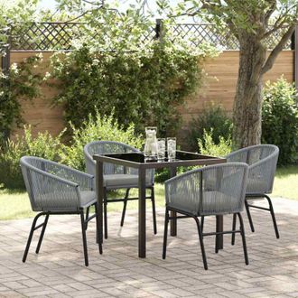 vidaXL Conjunto De Comedor De Jard&iacute;n 5 Pcs Gris Polirat&aacute;n Vidaxl