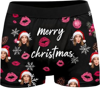 Generic Personalised Mens Photo Face Boxer Briefs Custom Boxer Shorts Underpants Gifts for Men Husband Boyfriend Soft Underpants Breathable Underwear Personal