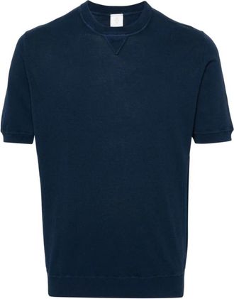 Eleventy Blauwe T-shirts en Polos Maglia MM - Heren - T-shirts - Blauw - M - Katoen - Tops