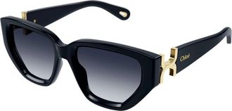 Chlo&eacute; Blauw Gekleurde Zonnebril - Dames - Zonnebrillen - Zwart - 55 MM - Accessoires