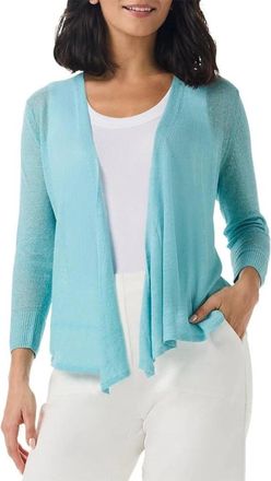 Nic+Zoe Nic+Zoe All Year 4-Way Sweater Women Blue Jersey Open-Front Cardigan DDR2540