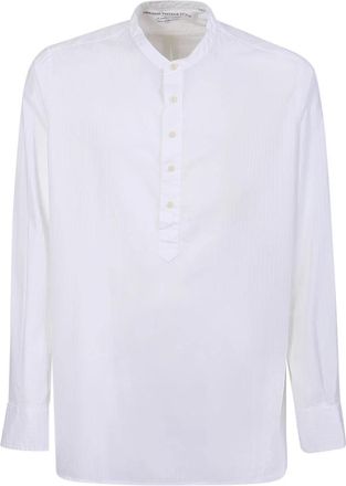 Original Vintage Korean Collar Shirt - Heren - Casual Overhemden - Wit - M - Katoen - Overhemden