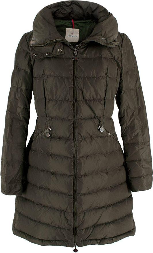 Khaki Longline Flammette Puffer Coat Size M