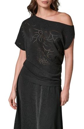 DKNY Laser Cut One-Shoulder Top in Black at Nordstrom, Size X-Small