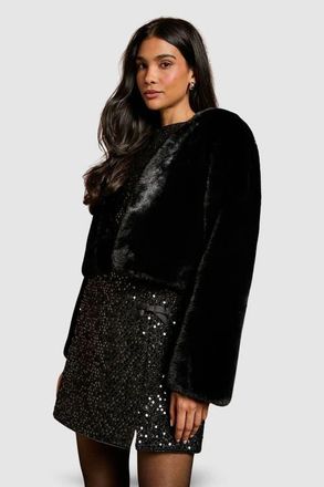 Coast Edge To Edge Faux Fur Coat in Black at Nordstrom, Size 14