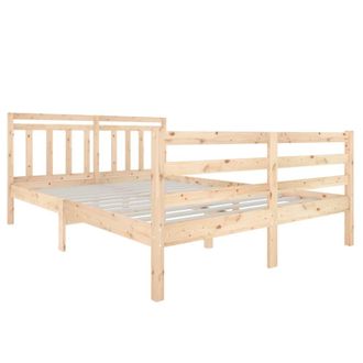Berkfield Home Beautiful Bed Frame 135x190 cm Double Solid Wood in Light Tan