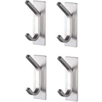 OEM Juego De 4 Soportes De Pared Para Ba&ntilde;o, Autoadhesivos, De Acero Inoxidable, Color Plata - Crezuo