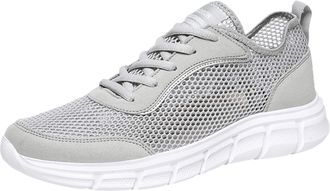 Generic Mens Flat Soled Mesh Trainers, Mens Lace Up Mesh Slip On Trainers, Minimalist Solid Colours Sneakers Versatile Lightweight Sneakers Classic Breathable