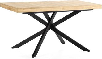 HOMN Mesa de comedor extensible color roble, 140-180 cm