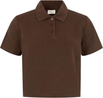 Saint Laurent Tops, Dames, Bruin, XS, Katoen, Polo Shirt van Katoen