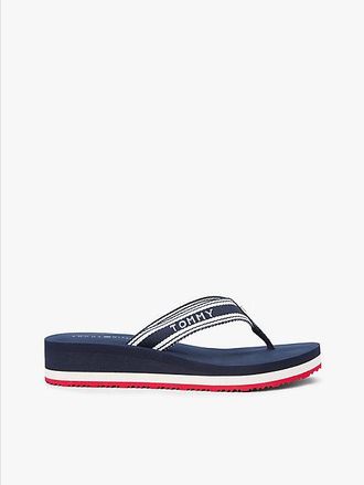 Tommy Hilfiger Webbing Strap Signature Wedge Flip-Flops
