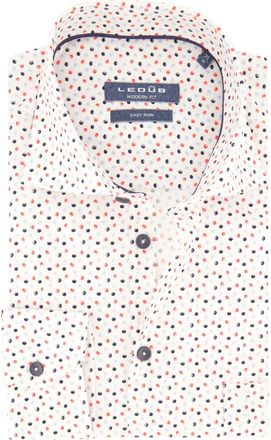 Led&ucirc;b Modern fit easy iron Ledub overhemd katoen wit geprint