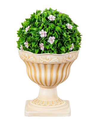 Nearly Natural 22In Uv-Resistant Artificial Pink Flowering Ball Topiary In Decorative Urn Planter (Indoor/Outdoor)