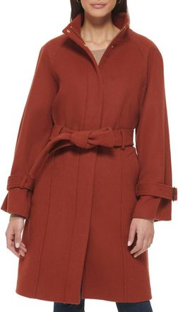 Cole Haan Melton Belted Coat in Rust at Nordstrom, Size 12