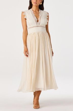 ASTR the Label Eloise Mixed Media Midi Dress in Cream at Nordstrom, Size X-Large