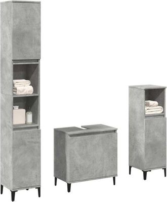 vidaXL Vidaxl - Set Muebles De Ba&ntilde;o 2 Piezas Madera Contrachapada Gris Hormig&oacute;n
