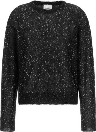 Nude Black Embellished Crew Neck Sweater