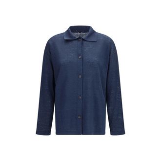 Max Mara Blue Linen Womens Cardigan