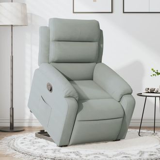 vidaXL Sill&oacute;n Reclinable Elevable Terciopelo Gris Claro Vidaxl