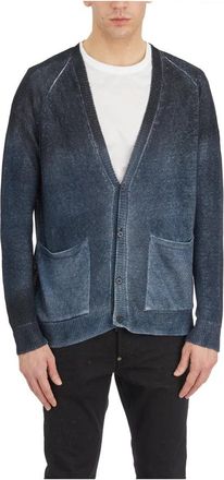 Avant Toi V-hals Cardigan met Schaduwen - Heren - Vesten - Blauw - M - Truien & Vesten