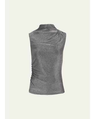 Veronica Beard Mylie Metallic Mock-Neck Tank Top