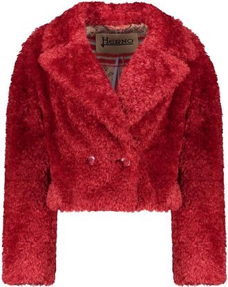 Herno Faux Fur Revers Kraag Jas - Dames - Jassen - Rood - M - Polyester - Jassen