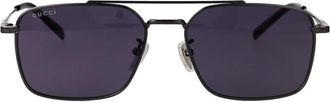 Gucci GG Rechthoekige Zonnebril - Heren - Zonnebrillen - Grijs - 58 MM - Nylon - Accessoires