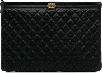 Chanel Pre-owned Clutches, female, Black, Size: ONE SIZE Pre-owned Quilted Pouch